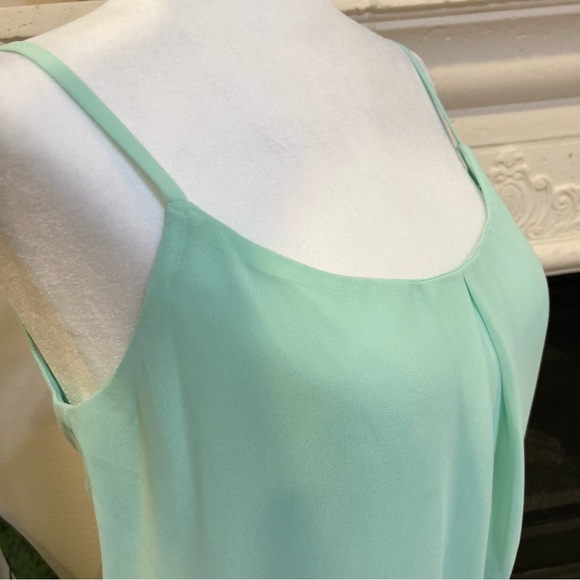 Mint Green Dress Sleeveless Chiffon High Low Belted Size Small - Picture 4 of 11